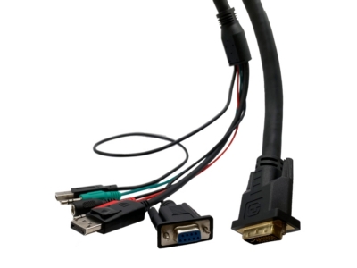 DVI 24+5 Pin M to DisplayPort M + DB 9 F + DC5525 Jack + 2x 3.5mm 3 Pin Plug + USB AM