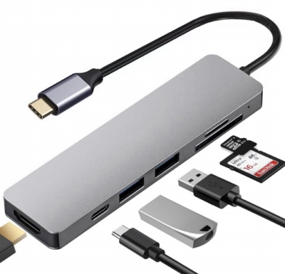 USB Hub - USB Type C to HDMI + USB 3.0 + USB 2.0 + SD + TF + USB PowerDelivery